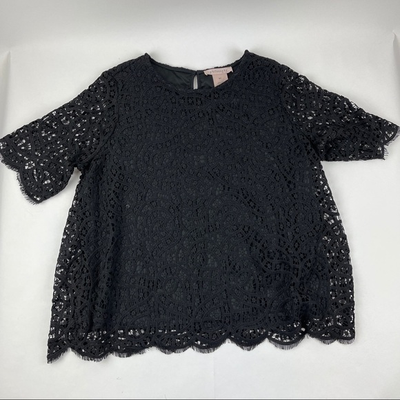 Philosophy Tops - Philosphy Blouse Womens Small Black Lace Lined Short Sleeve
